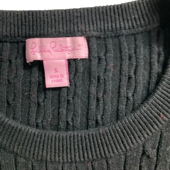 Lilly Pulitzer Black Sleeveless Crewneck Sweater Vest Size Small Cable-knit - Picture 5 of 12